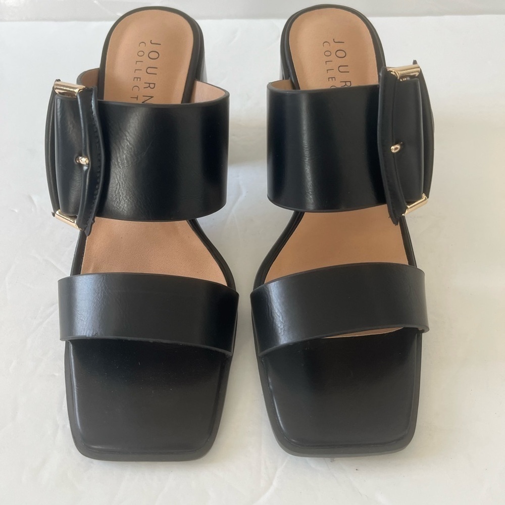 Journee Collection Women’s Junie Black Block Heel Sandals Shoes Size 9.5 NIB - Picture 10 of 13